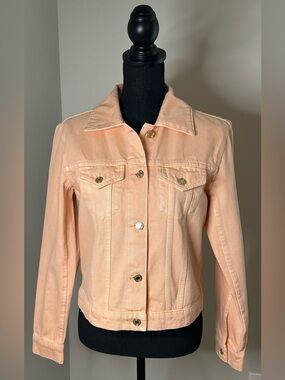 NWOT! Michael Kors Women’s Peach Denim Jacket - Classic Collared Style